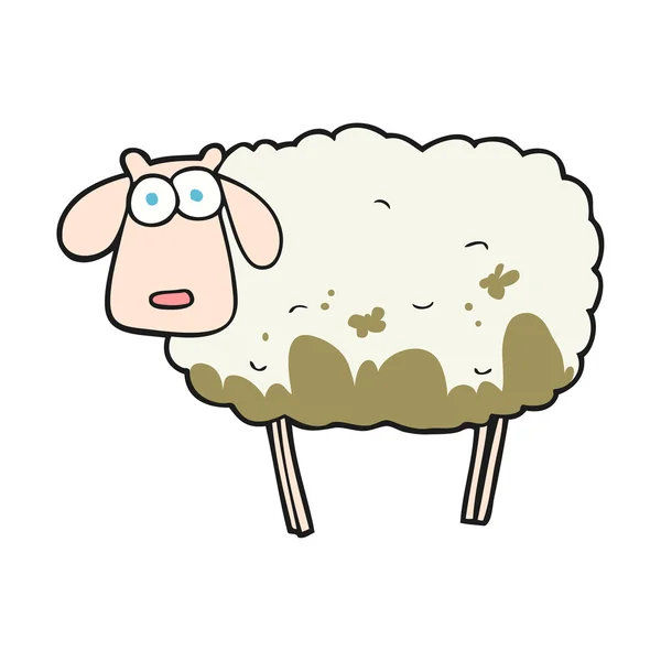 泥泞的卡通羊 — 图库矢量图片