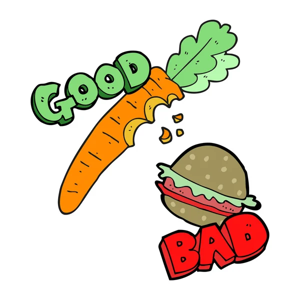 Dessin animé bonne et mauvaise nourriture — Image vectorielle