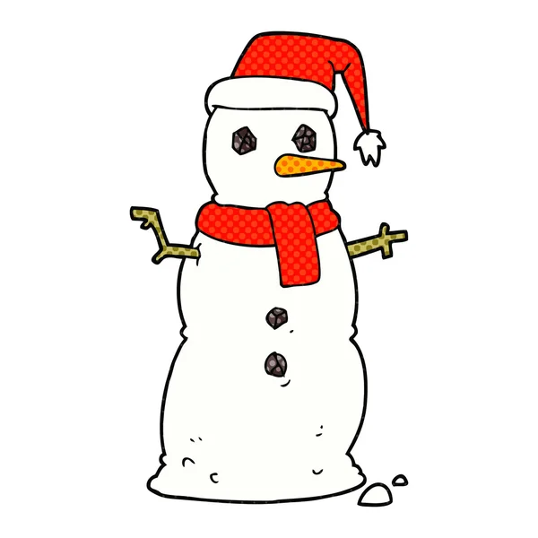 Disegna a mano libera cartone animato pupazzo di neve — Vettoriale Stock