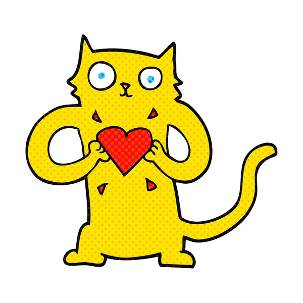 Cartoon kat met liefde hart — Stockvector