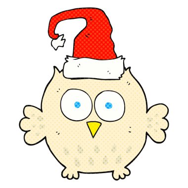 çizgi film baykuş giyen Noel şapka