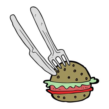 çizgi film bıçak ve çatal burger