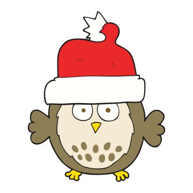 çizgi film baykuş giyen Noel şapka