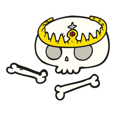 çizgi film kafatası giyen taç