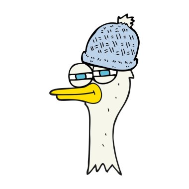 karikatür kuş giyen şapka