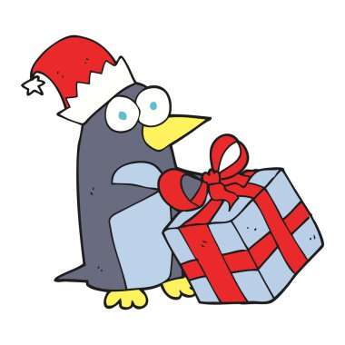 Noel penguen karikatür