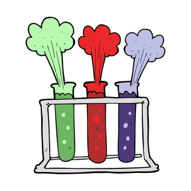 test tüpleri patlayan karikatür raf