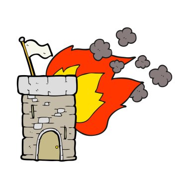 çizgi film yanan kale kule