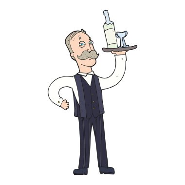 serbest çizilmiş karikatür garson