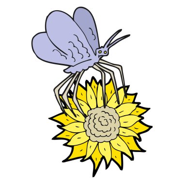 karikatür kelebek çiçek