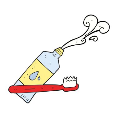 karikatür diş fırçası ve diş macunu