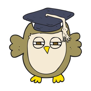 karikatür akıllı baykuş