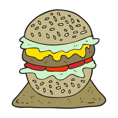 karikatür lezzetli burger