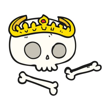 çizgi film kafatası giyen taç