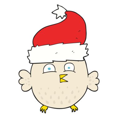 çizgi film baykuş giyen Noel şapka