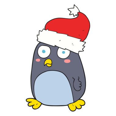 karikatür penguen Noel şapka