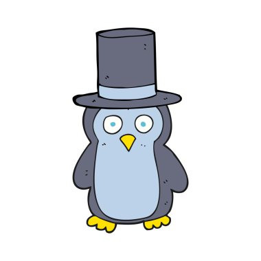 karikatür penguen giyiyor şapka