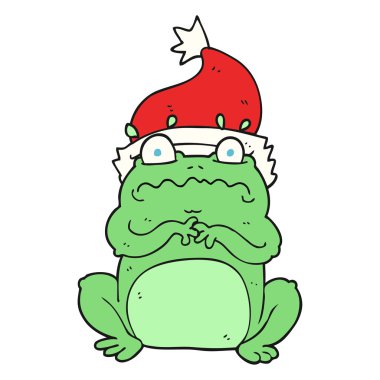 Noel şapka karikatür kurbağa