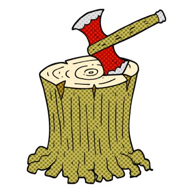 ağaç kütüğü karikatür balta