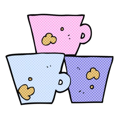 kahve bardakları yığını çizgi film