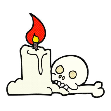 Çizgi Film ürkütücü kafatası ve mum