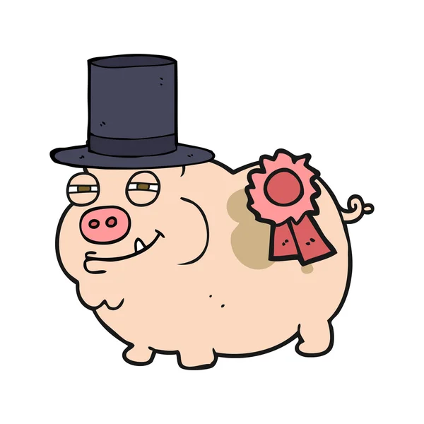 Cerdo ganador de un premio de dibujos animados — Vector de stock