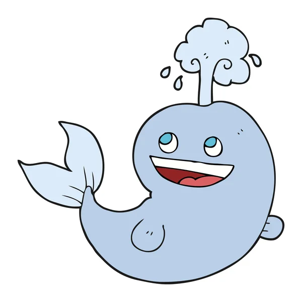 Cartoon whale sprutande vatten — Stock vektor