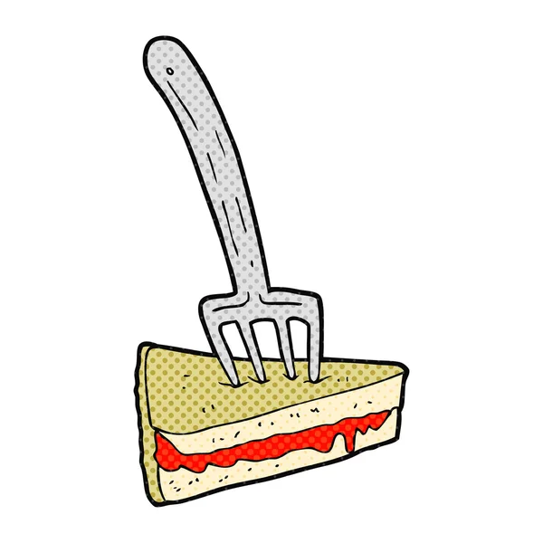 Cartoon taart met vork — Stockvector