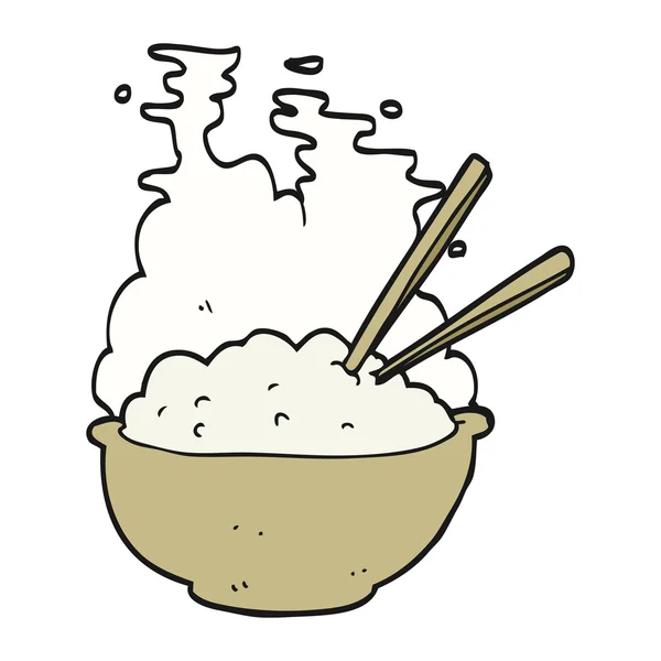Cuenco de dibujos animados de arroz caliente — Vector de stock