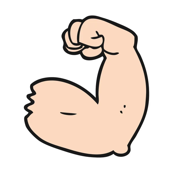 Cartoon strong arm flexing bicep — Stock Vector