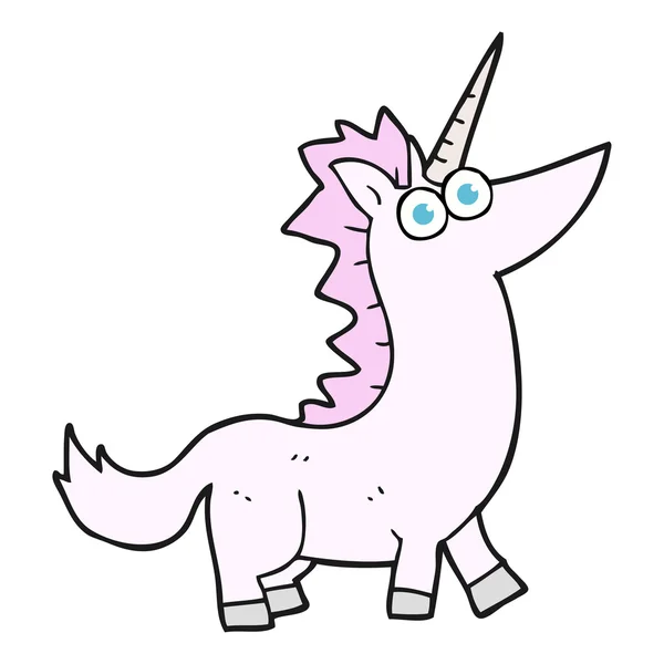 Kartun unicorn yang digambar dengan tangan bebas - Stok Vektor