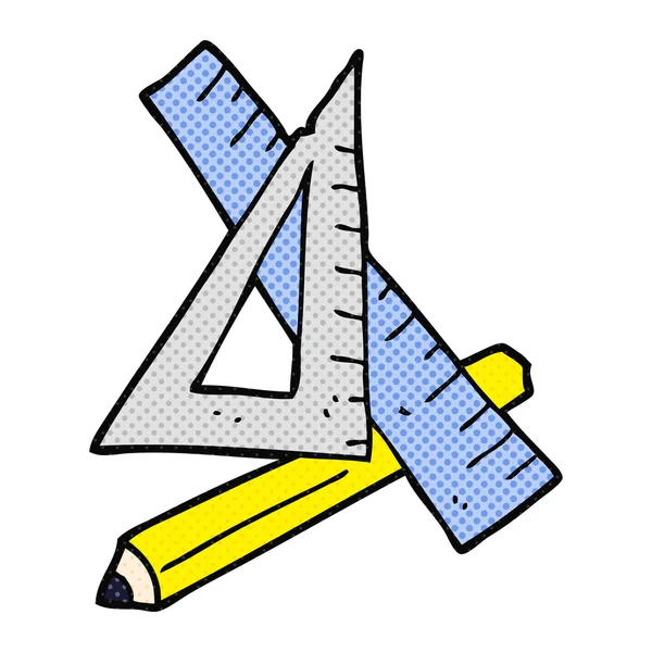 Cartoonstift und Lineal — Stockvektor