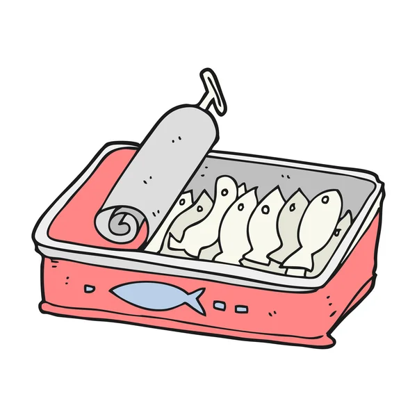 Scatola di cartone animato di sardine — Vettoriale Stock