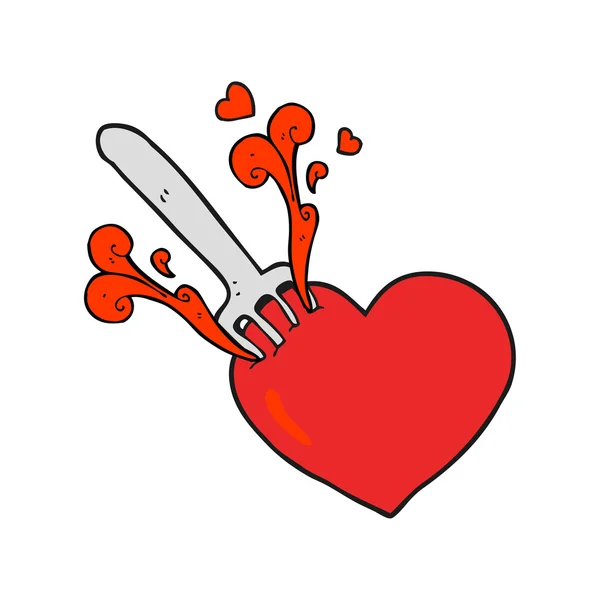 Kalp karikatür çatal — Stok Vektör