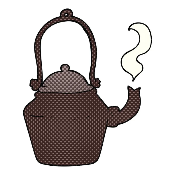 Cartoon old black kettle — Stock Vector
