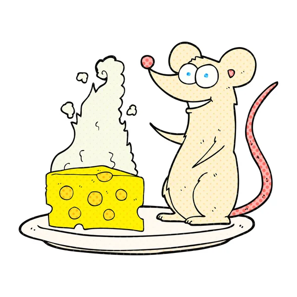 Souris de dessin animé au fromage — Image vectorielle