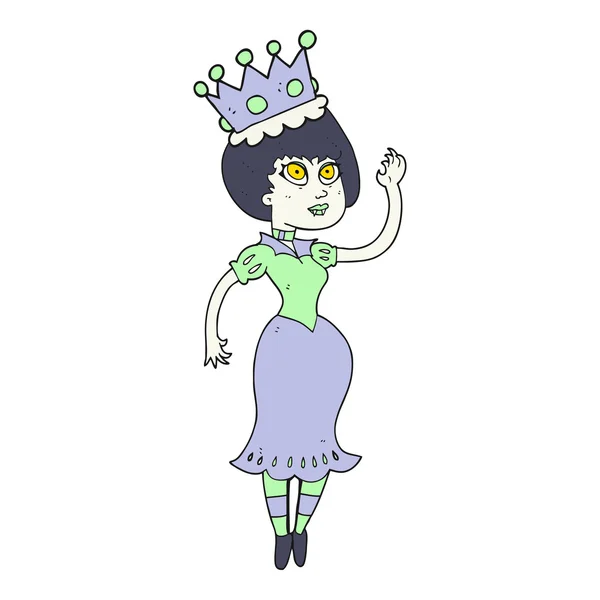 Cartoon vampire queen waving — Stock Vector
