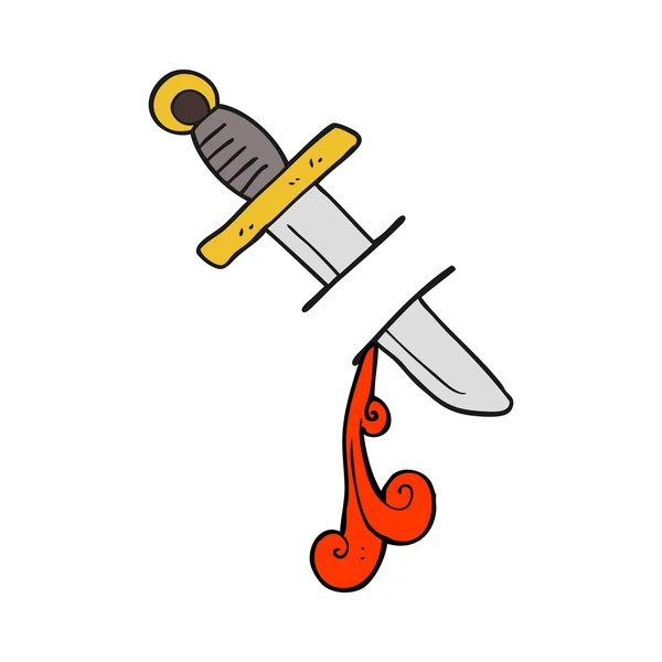 Símbolo de cuchillo de tatuaje de dibujos animados — Vector de stock