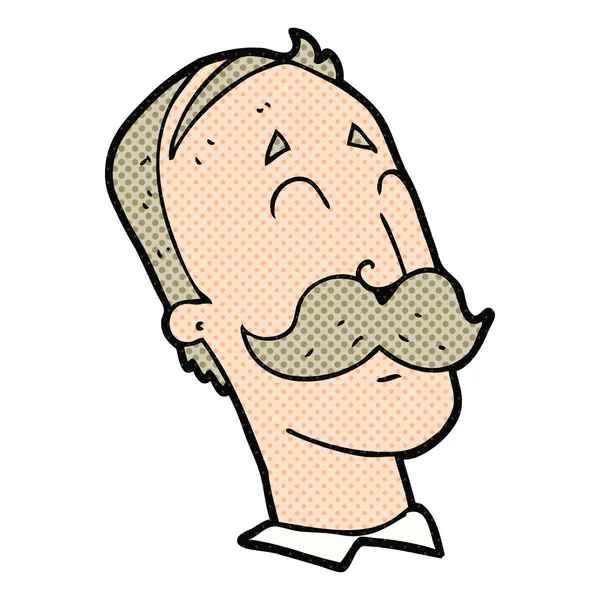 Desenho animado envelhecimento homem com bigode — Vetor de Stock