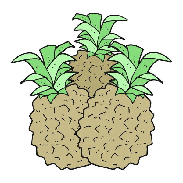 FreeHand ritade cartoon ananas — Stock vektor