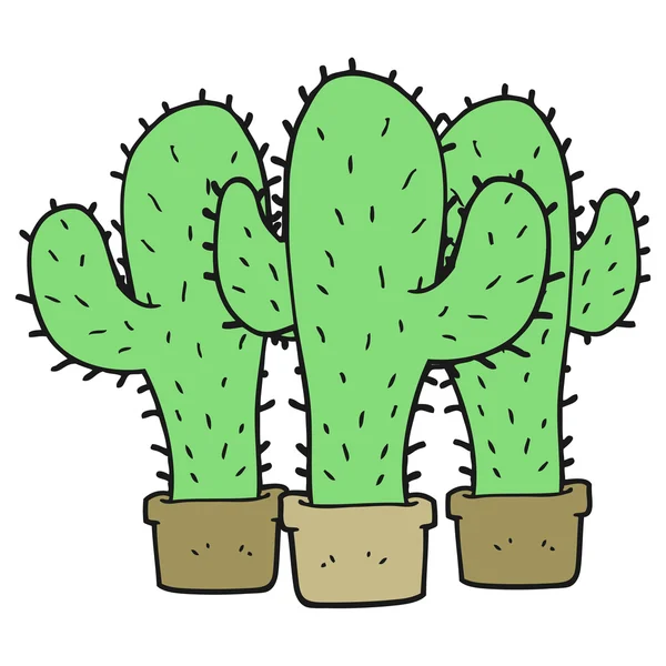 FreeHand getekende cartoon cactus — Stockvector