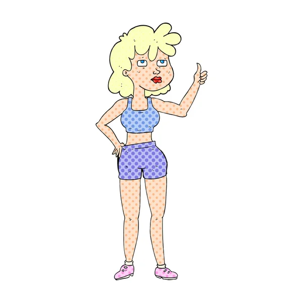 Mujer de gimnasio de dibujos animados — Vector de stock