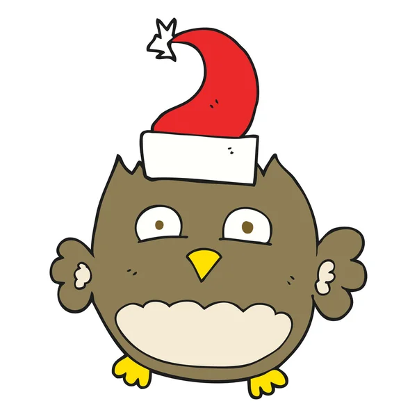 Карикатурная сова в рождественской шляпе — стоковый вектор