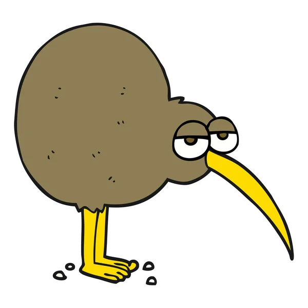 Kiwi dibujado a mano alzada de dibujos animados — Vector de stock