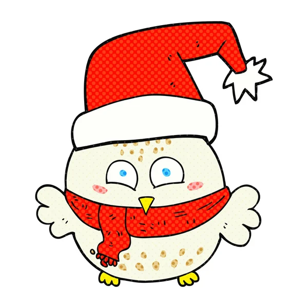 Cartoon chouette de Noël mignon — Image vectorielle
