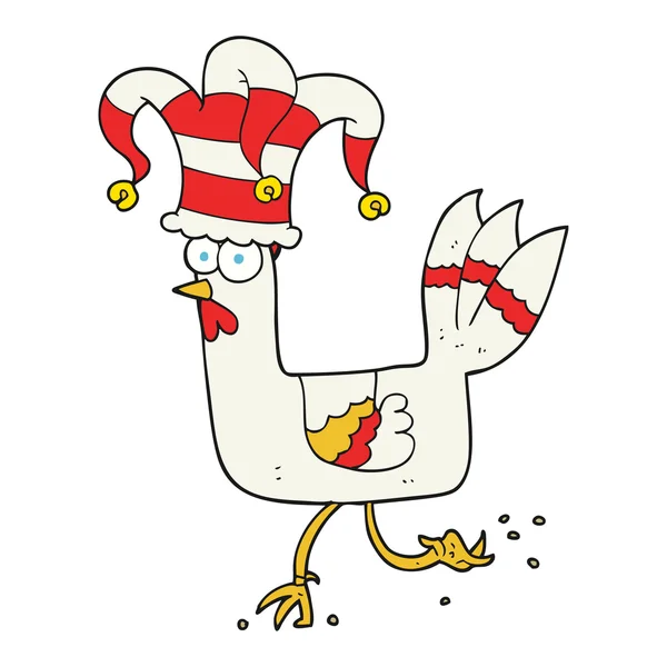 Cartoon kip met grappige hoed — Stockvector