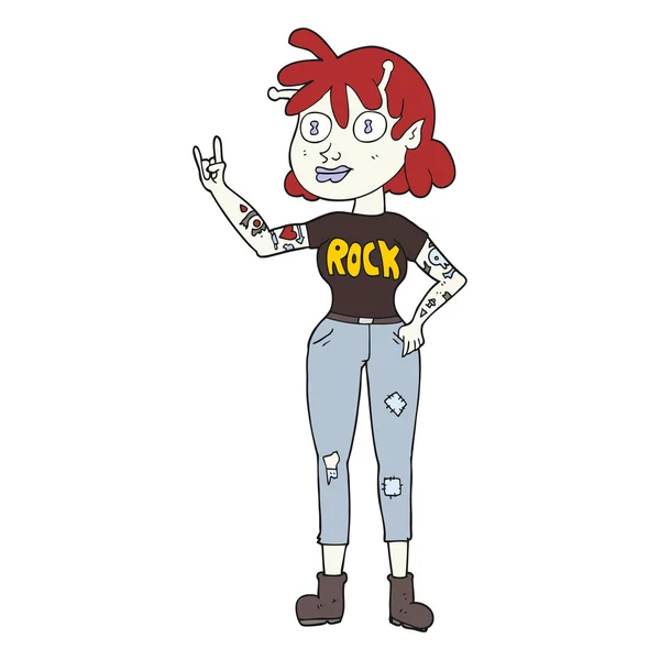 Cartoon Alien Rock Fan Mädchen — Stockvektor