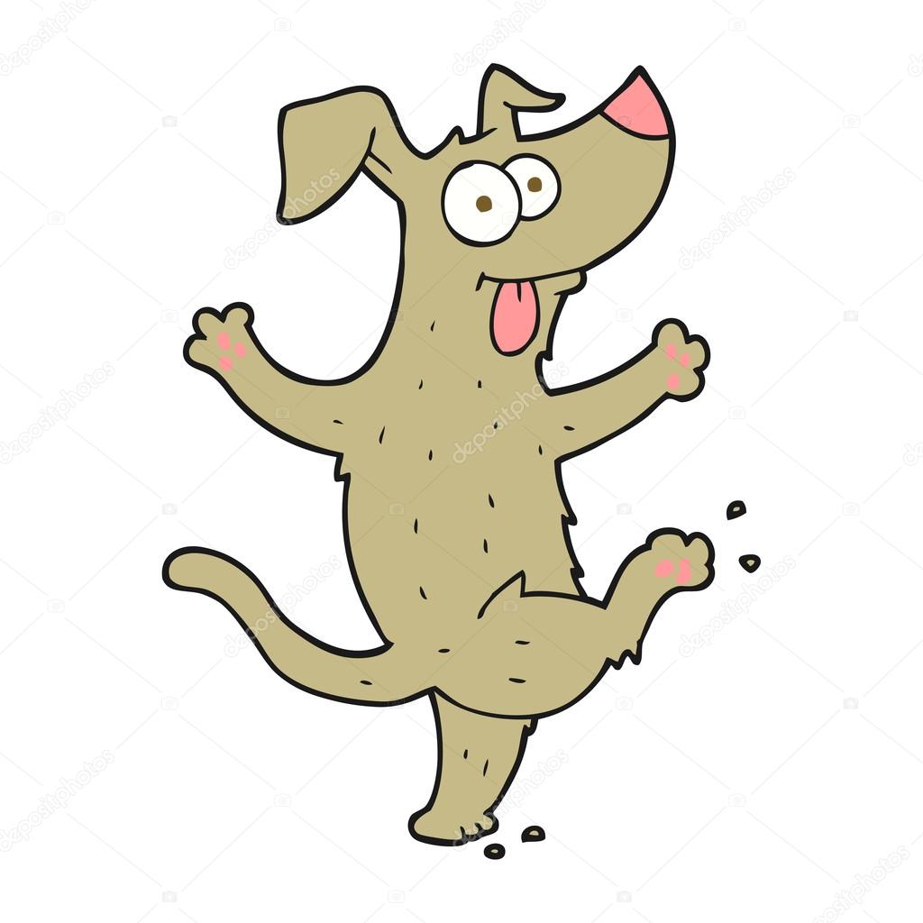 Cartoon dessiné   main levée danse chien — Vecteur par lineartestpilot