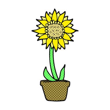 serbest çizilmiş karikatür ayçiçeği