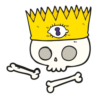 eski kafatası üzerinde çizgi film sihirli taç